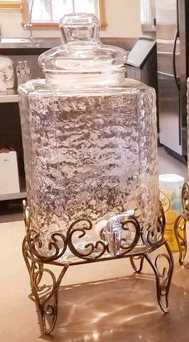 Beverage Dispenser, Hammered Glass