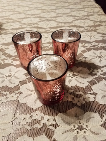Votive Glass Candle Holder, Mercury Rose Gold
