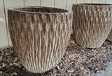 Floral Woodsy Look Ceramic Planter Pair