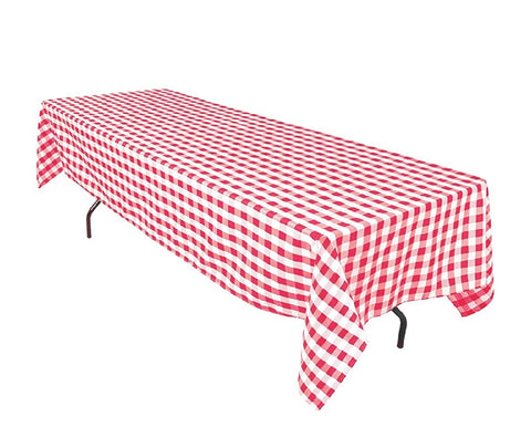 Linen Red White Checkered Rectangle 60" x 120"